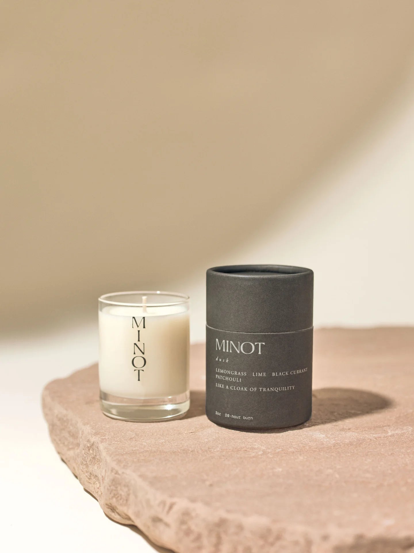 The Dusk Mini is a soy mini candle with a blend of lemongrass, lime, black currant and patchouli