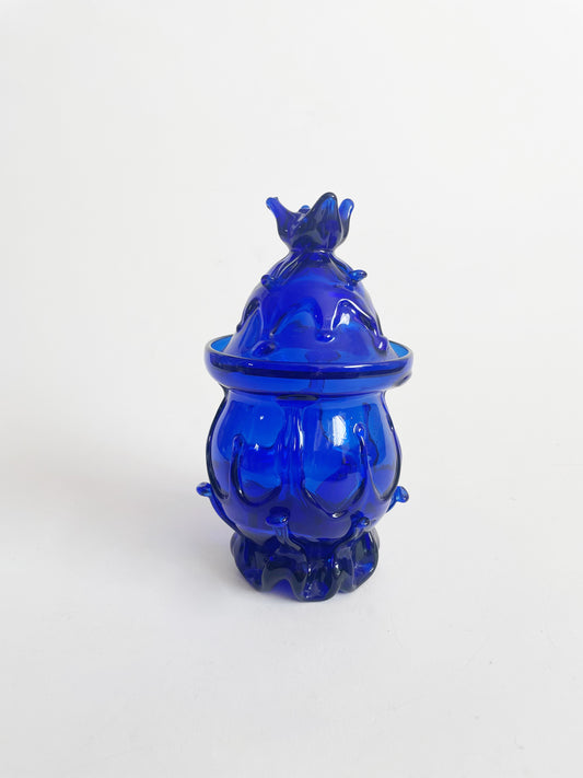 Vintage Blue Glass Candle