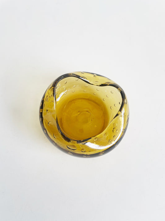 Vintage Amber Murano Glass Candle