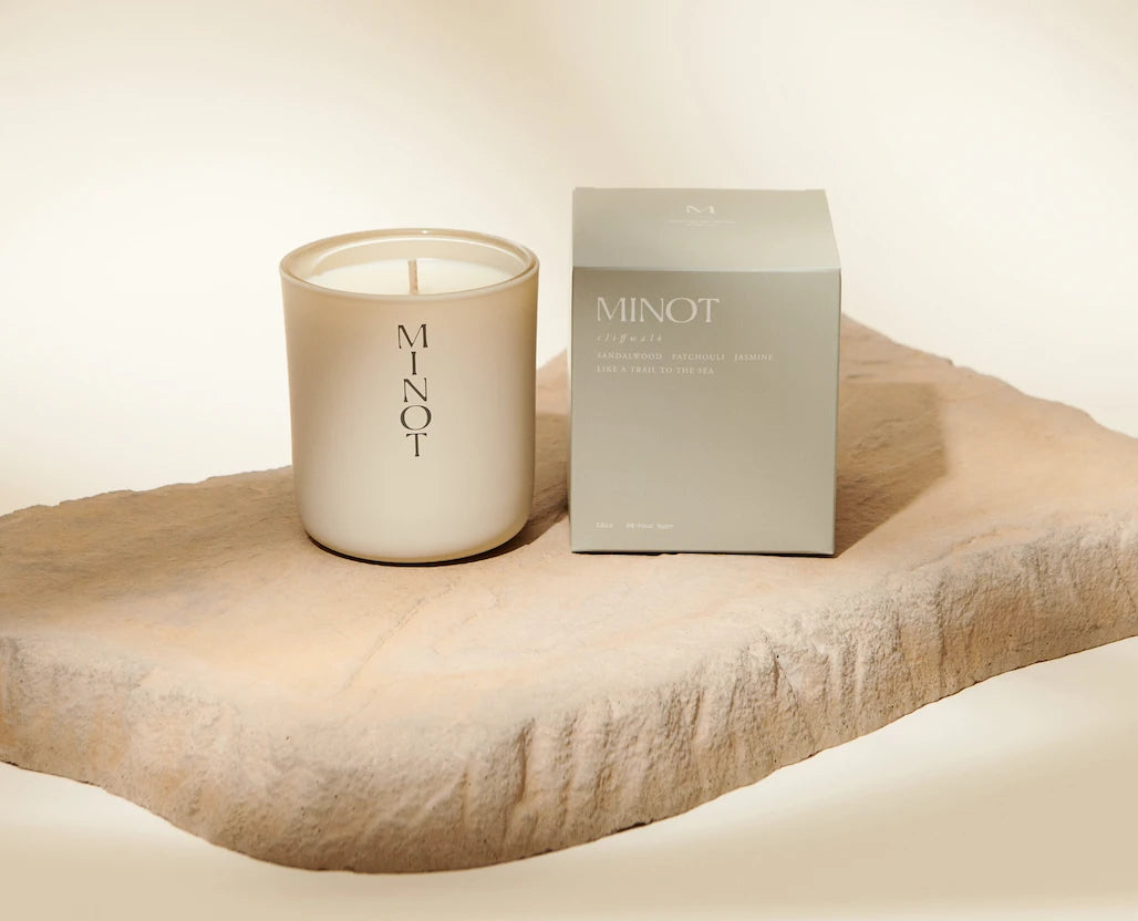 Clean-burning and minimalist, Cliffwalk is a sandalwood and patchouli candle with jasmine notes